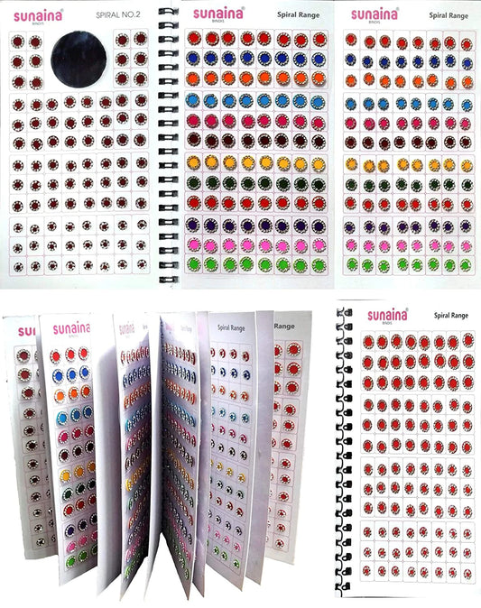 Sunaina Spiral Silver Stone Border bindi book