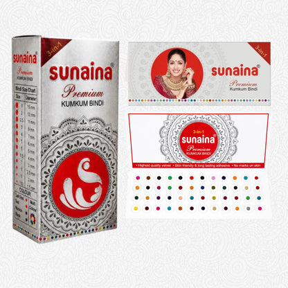 Sunaina New Premium Multicolor Bindi Box for Women 1.5mm 15 Cards Pack of 1