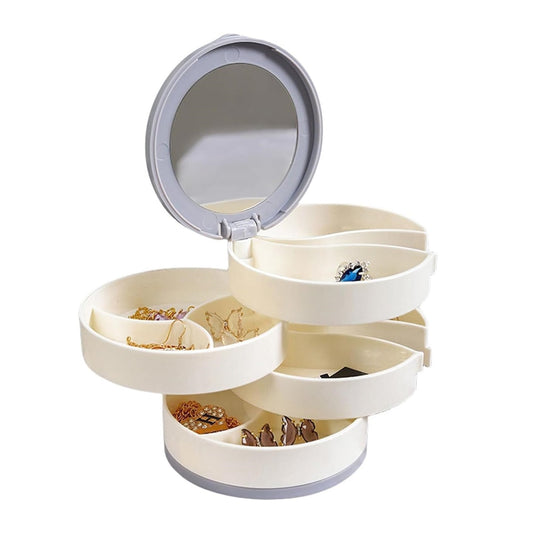 Sunaina 4 Layer Rotating Cream Jewelry Organizer Box