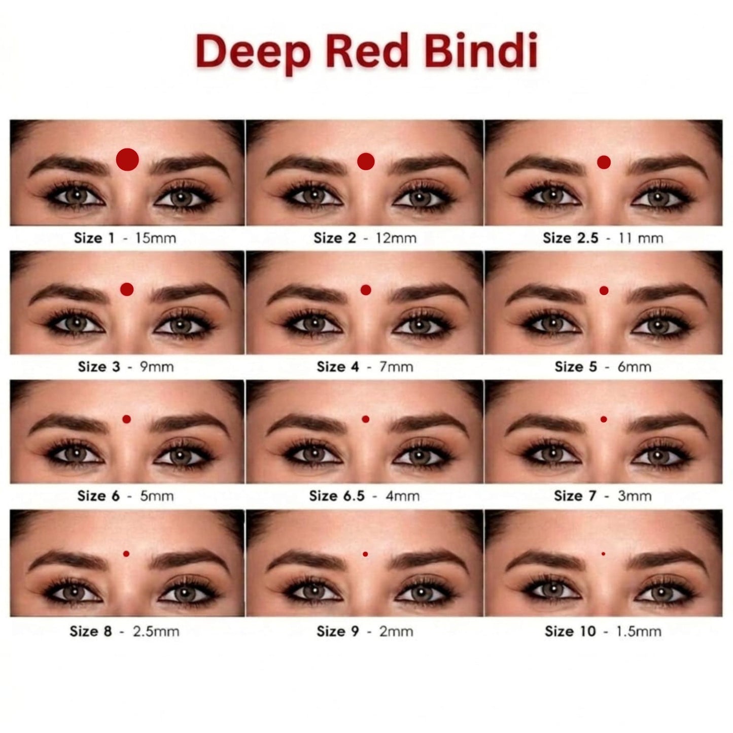 Sunaina New Premium Silver Sticker Deep Red Bindi for Girls & Women Daily & Festival Wear (Size 2) 12mm