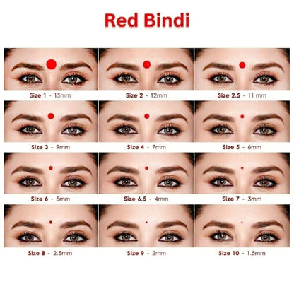 Sunaina New Premium Kumkum Bindi for Women | 12mm Velvet Red Round Forehead Bindi Silver Sticker Pack of 1 Bindi Box for Daily Wear & Festival Use Pack of 15 Cards/Flaps (Size-2)