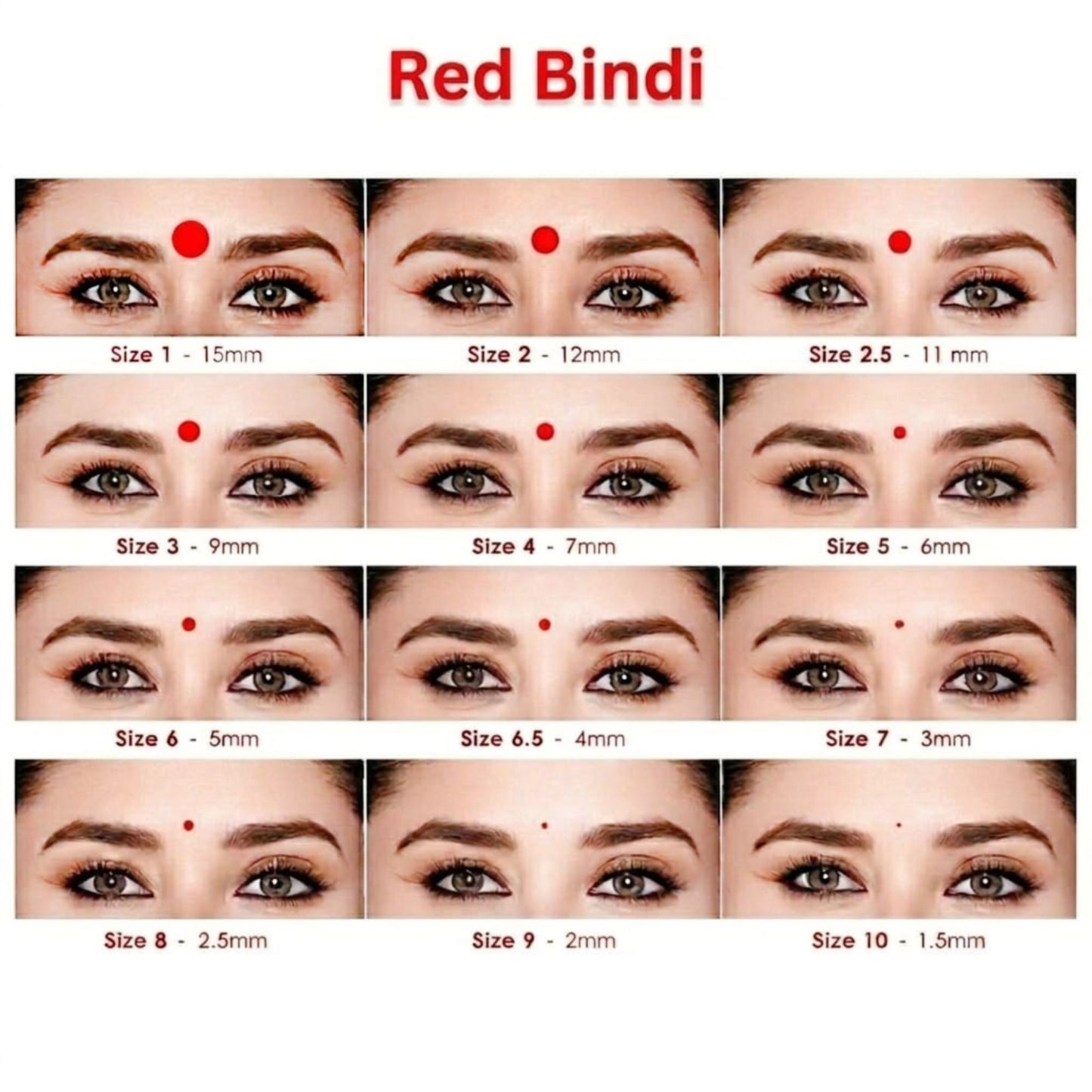 Sunaina New Premium Bindi for Girls & Women | Red Velvet Kumkum Silver Sticker Bindis for Bridal, Festive & Daily Wear Bindi 2mm Pack of 15 Cards/Flaps (Size-9)