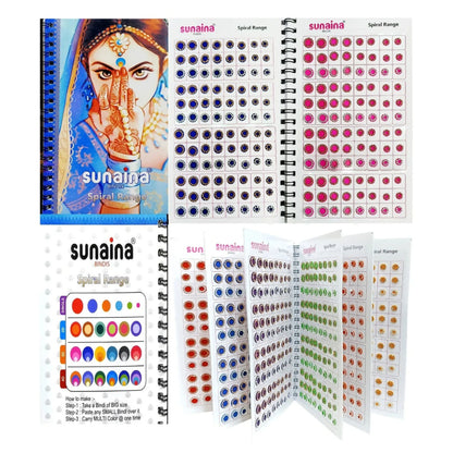 Sunaina Spiral Multicolor Golden, Silver Stone Border Bindi Book