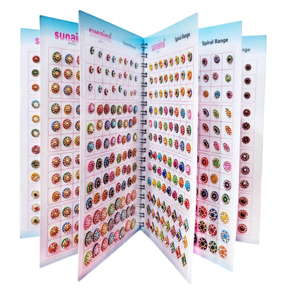 SUNAINA Original Spiral Bindi Book for Women - 948 Designer Assorted Multicolour Bindis | Premium Gold, Silver, Red & Maroon Kumkum Stickers | Pack of 1 Stylish/Professional Bindiya Festive & Daily Wear