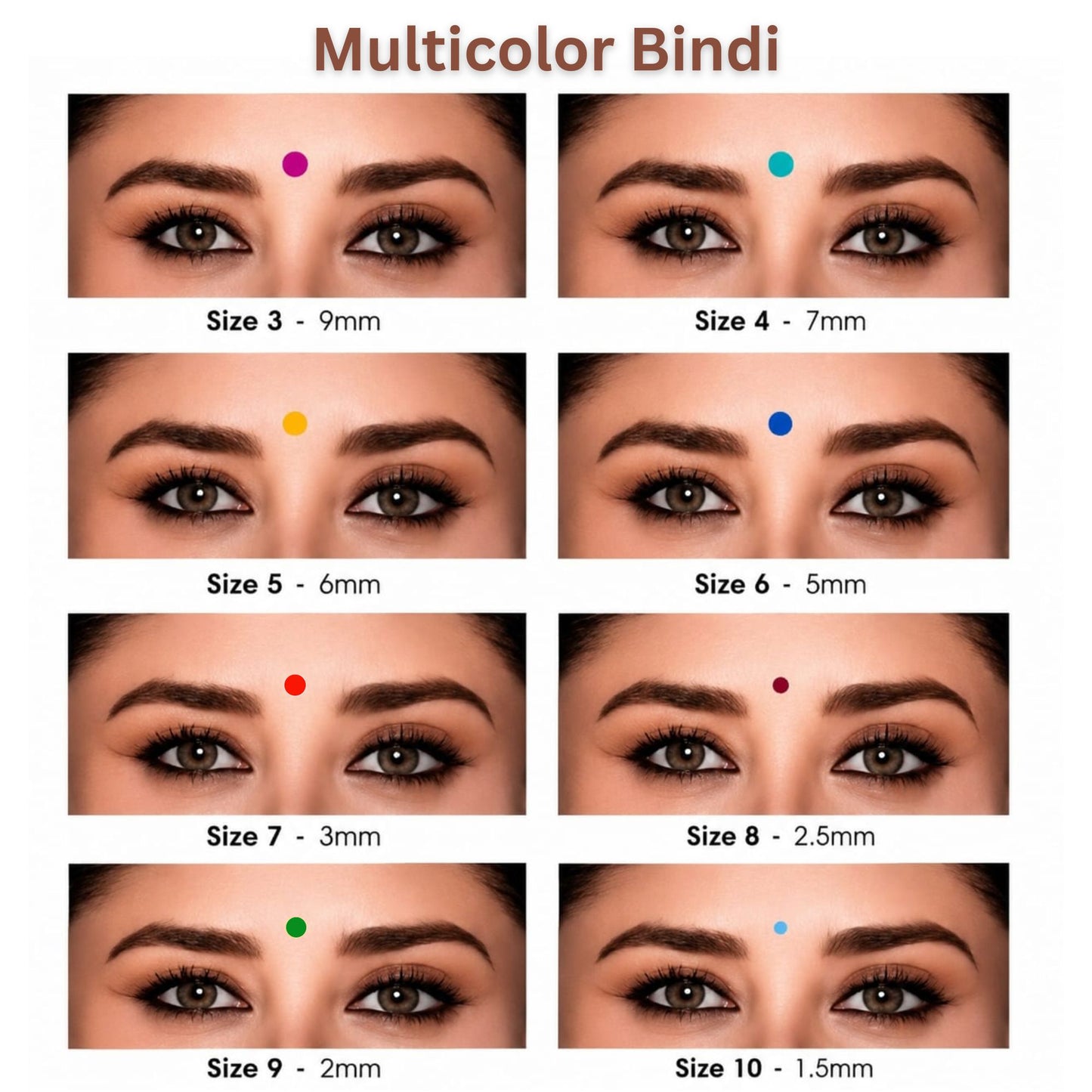 Sunaina New Premium Silver Sticker Kumkum Bindi for Women & Girls | 9mm Bindi 15 Cards in a Box (Size-3)