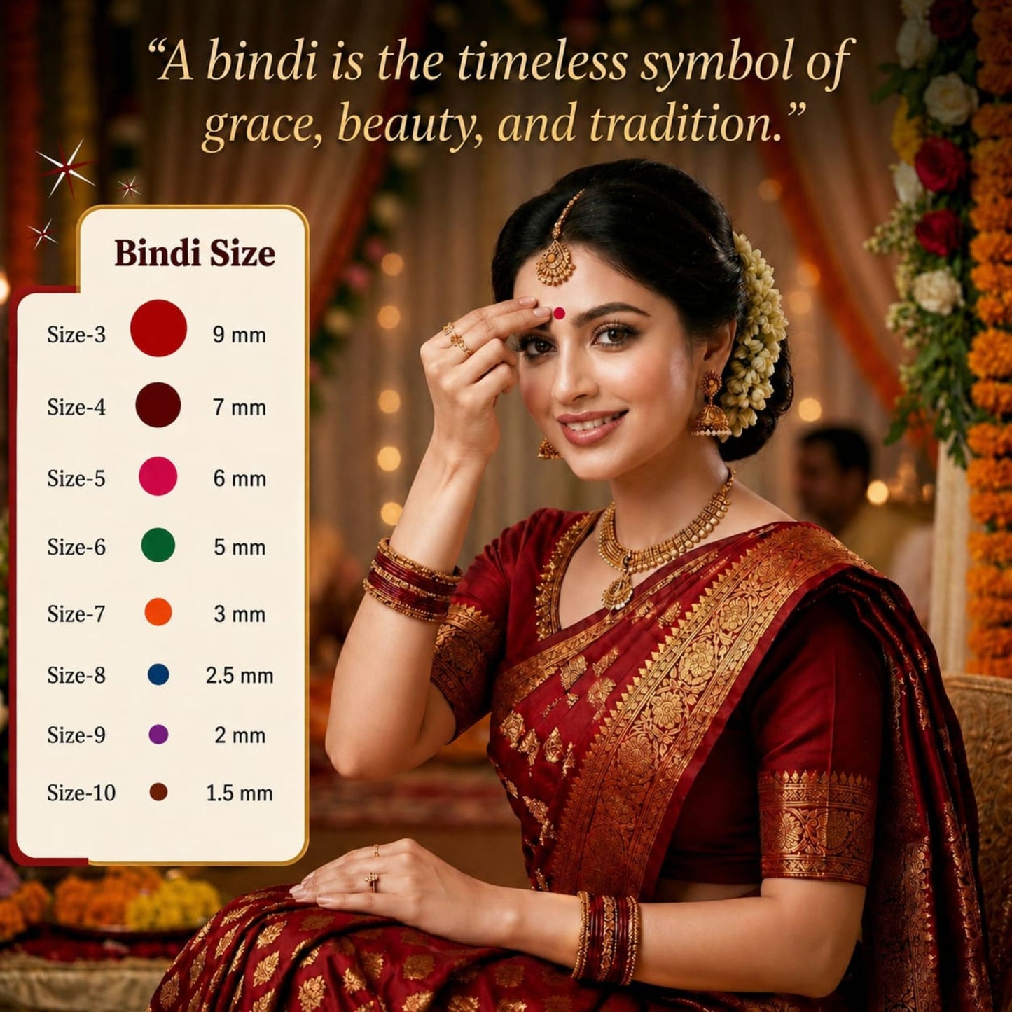 Sunaina New Premium Bindi Box for Girls & Womens| 6mm 15 Cards Pack of 1 Box