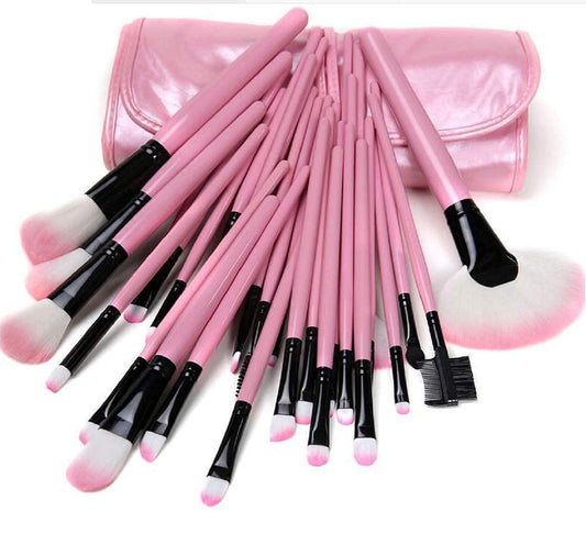 Sunaina Makeup Pink Brush set of 32 with pouch/bag For face makeup