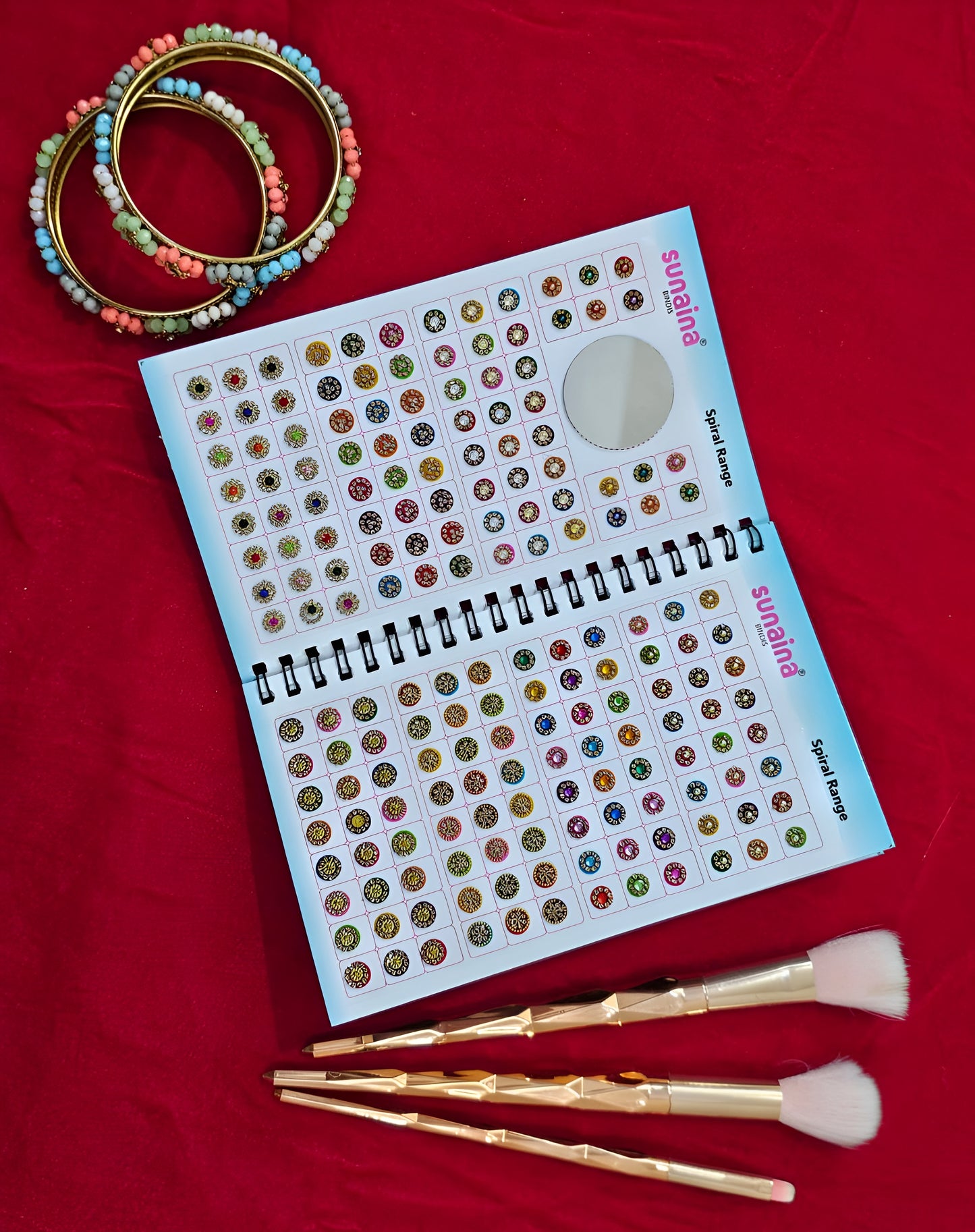 SUNAINA Original Spiral Bindi Book for Women - 948 Designer Assorted Multicolour Bindis | Premium Gold, Silver, Red & Maroon Kumkum Stickers | Pack of 1 Stylish/Professional Bindiya Festive & Daily Wear