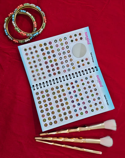 SUNAINA Original Spiral Bindi Book for Women - 948 Designer Assorted Multicolour Bindis | Premium Gold, Silver, Red & Maroon Kumkum Stickers | Pack of 1 Stylish/Professional Bindiya Festive & Daily Wear