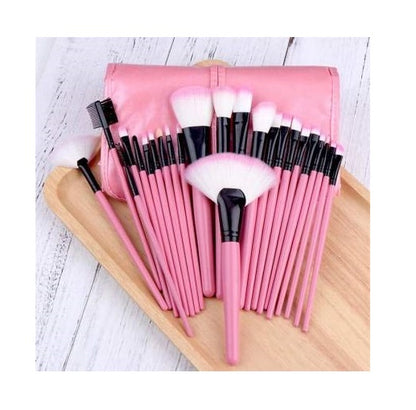 Sunaina Makeup Pink Brush set of 24 with pouch/bag For face makeup