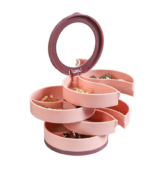 Sunaina 4 Layer Rotating Maroon Jewelry Organizer Box