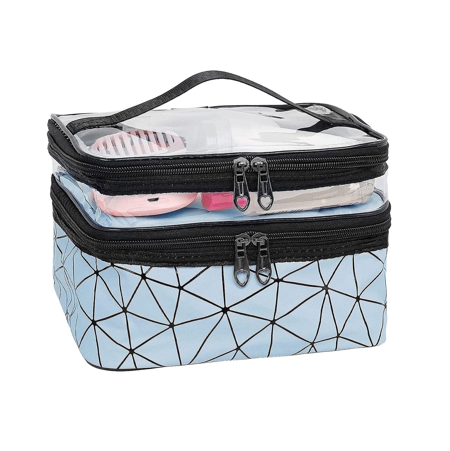 Sunaina Dual Layer Sky Blue Makeup Organizer Toiletry Bag