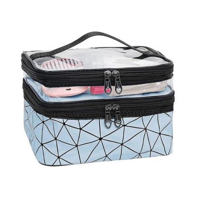 Sunaina Dual Layer Sky Blue Makeup Organizer Toiletry Bag