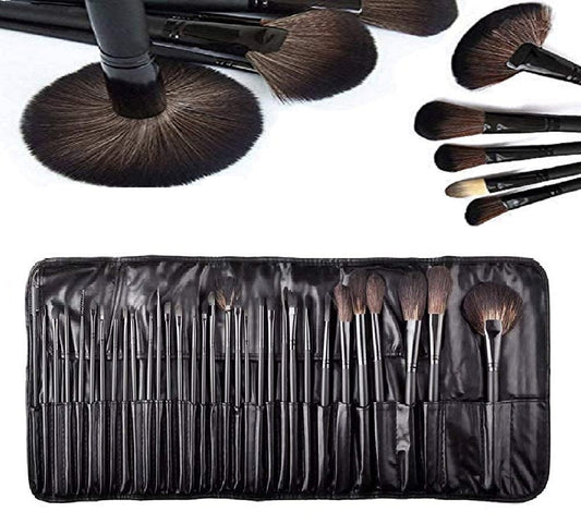 Sunaina Makeup Black Brush set of 32 with pouch/bag For face makeup