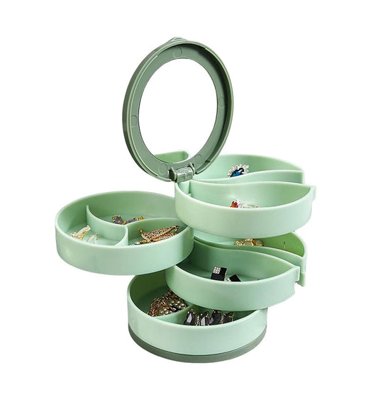 Sunaina 4 Layer Rotating Green Jewelry Organizer Box