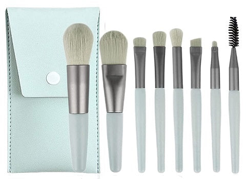 Sunaina Makeup pistachio green Mini Brush Set of 8 pcs with Portable Case/Pouch