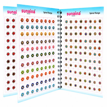 Sunaina Spiral Flower Multicolor Fancy Bindi Book | Stylish Stone Bindis for Girls & Women