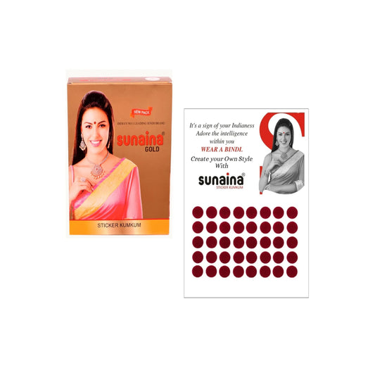 Sunaina Sticker Kumkum Deep Red Velvet DR-5 Round Bindi (15 Flaps)