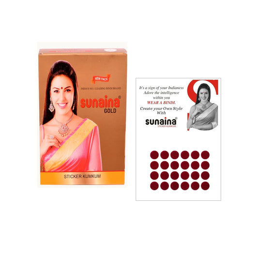 Sunaina Sticker Kumkum Deep Red Velvet DR-3 Round Bindi (15 Flaps)