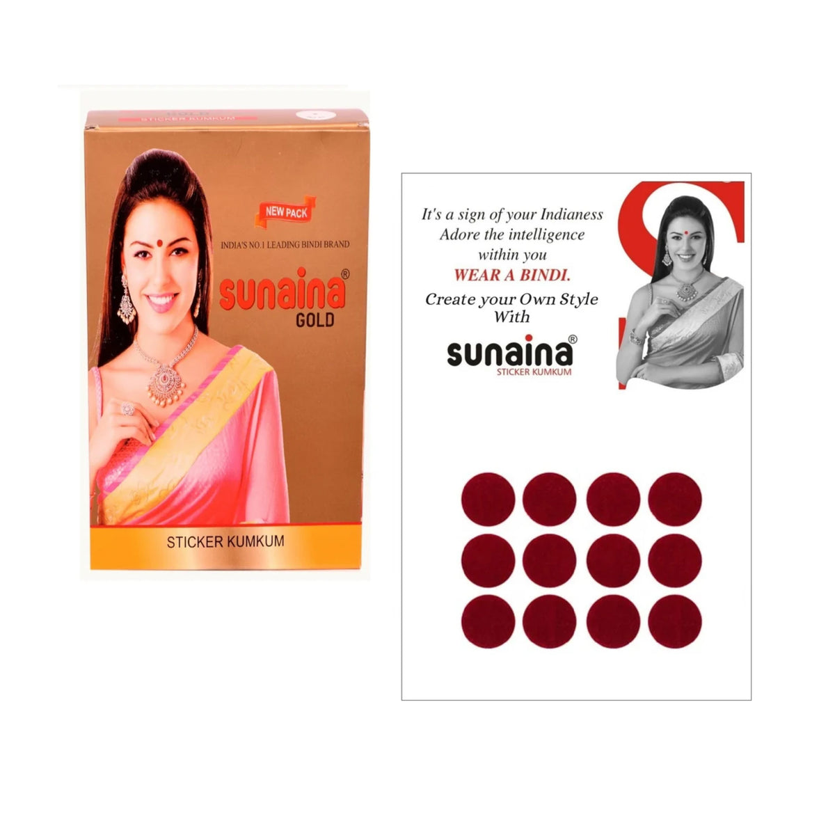 Sunaina Sticker Kumkum Deep Red Velvet DR-2 Round Bindi (15 Flaps)