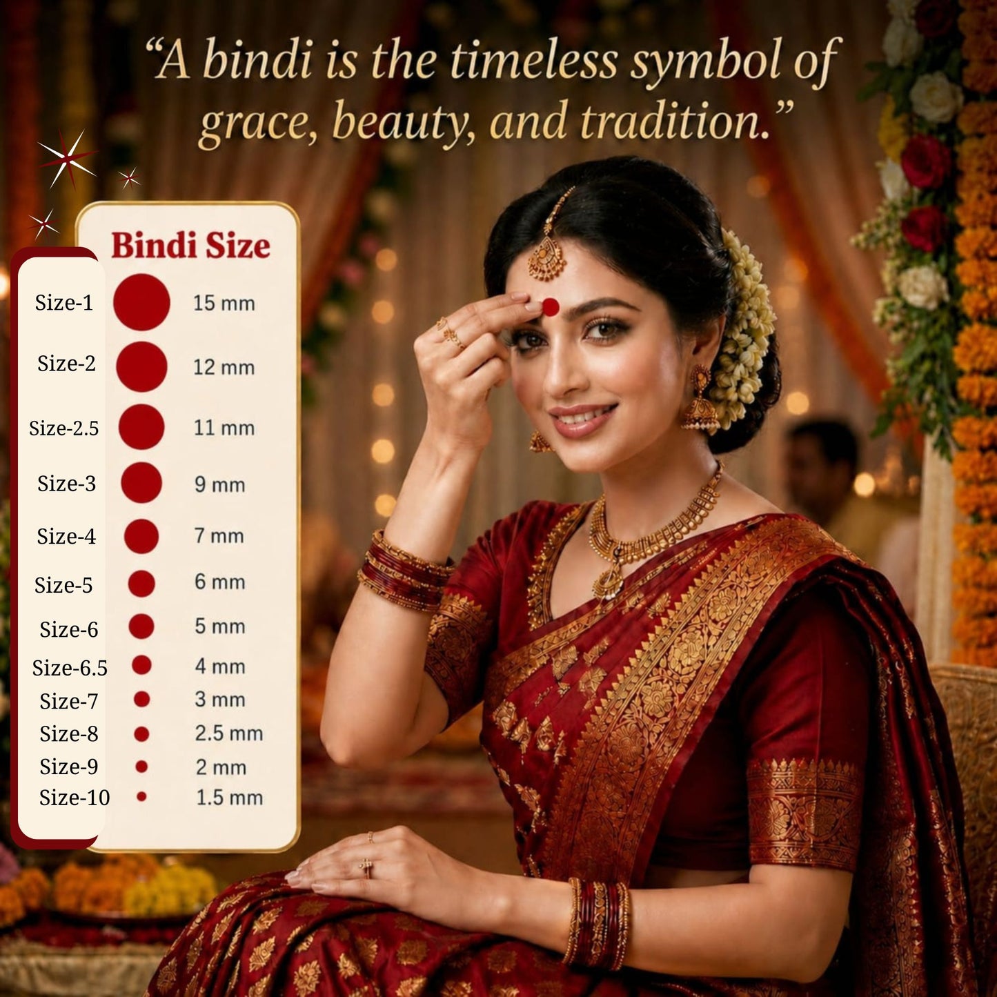 SUNAINA New Premium Deep Red Bindi, 7mm, Pack of 1 Silver Sticker Box With 15 Cards
