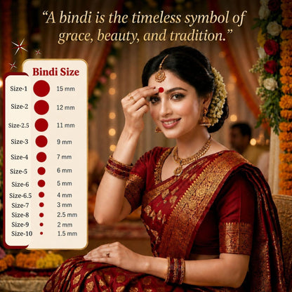 Sunaina New Premium Kumkum Bindi Silver Sticker Deep Red Bindi Pack of 1 Box with 15 Card,s 3mm (Size-7)