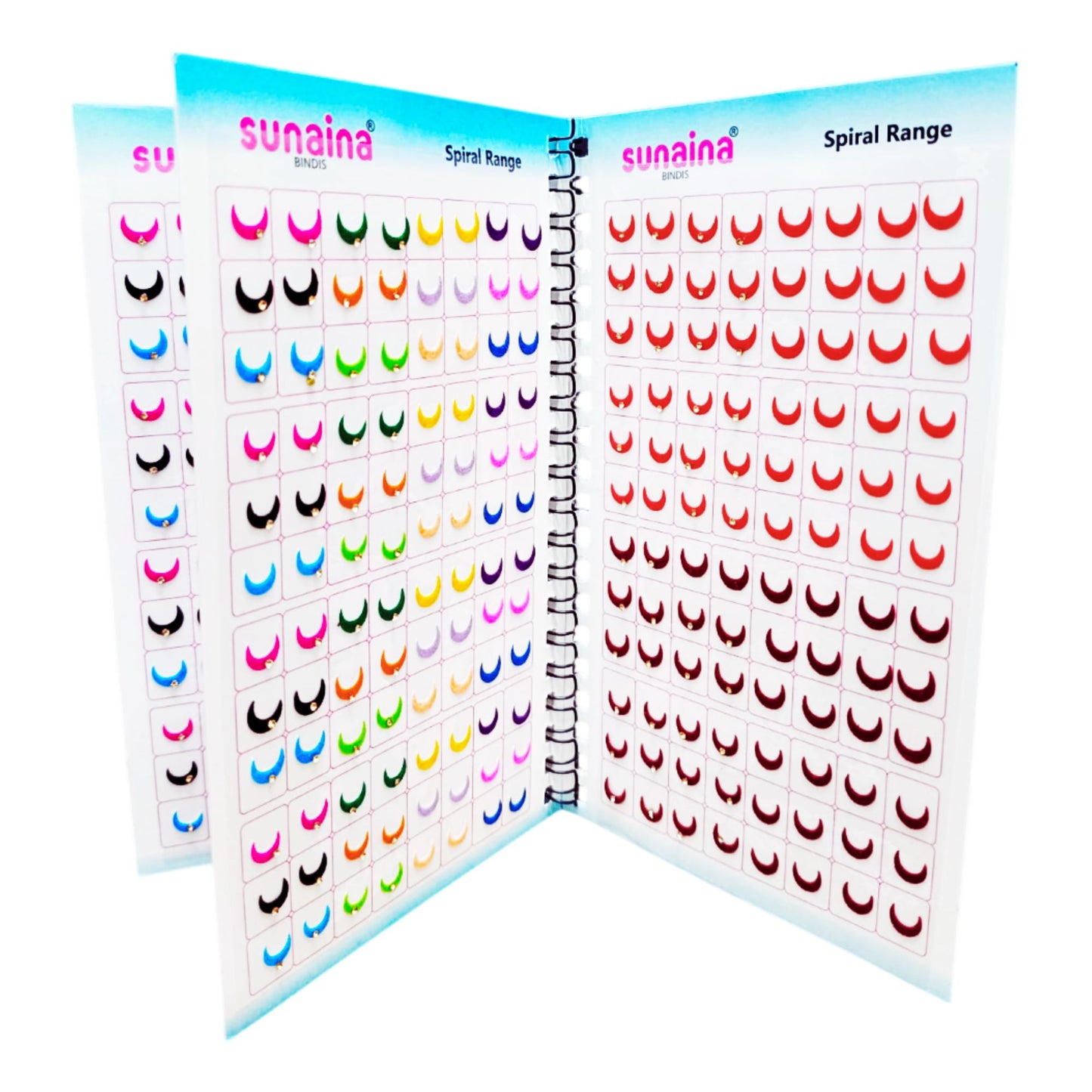 Sunaina Designer Traditional Half Moon Bindi for Women & Girls, Multicolor, Plain Velvet & Golden Stone, Mix Size, Bridal Collection, 372 Bindis in a Book