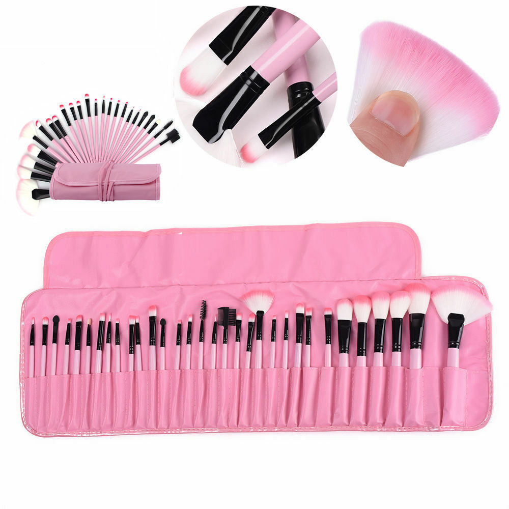 Sunaina Makeup Pink Brush set of 24 with pouch/bag For face makeup