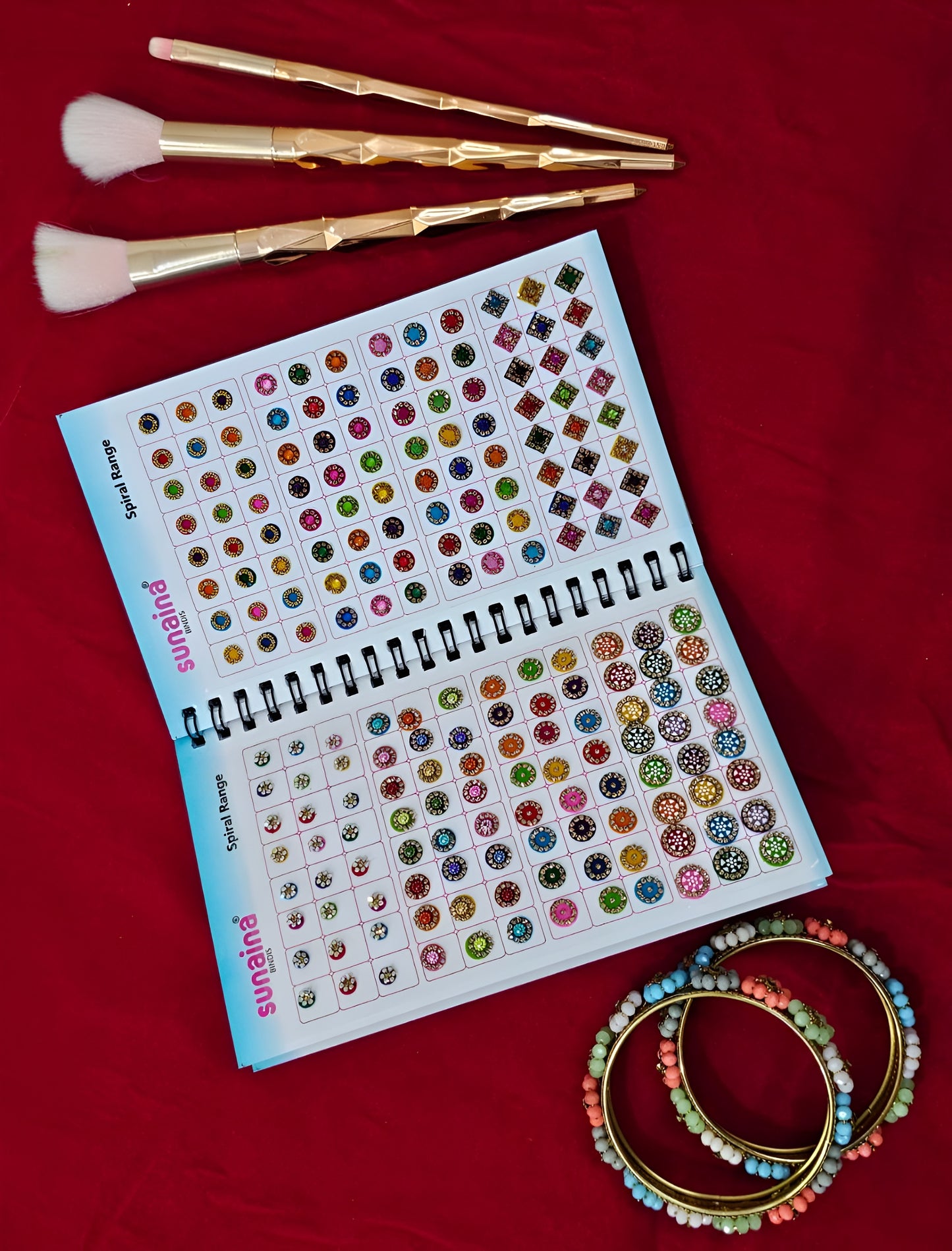 SUNAINA Original Spiral Bindi Book for Women - 948 Designer Assorted Multicolour Bindis | Premium Gold, Silver, Red & Maroon Kumkum Stickers | Pack of 1 Stylish/Professional Bindiya Festive & Daily Wear