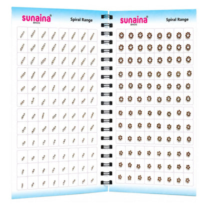 Sunaina Bindis Spiral Range Flower & Long Stone Bindi Book for Women & Girls | Silver & Golden Stone Bindi