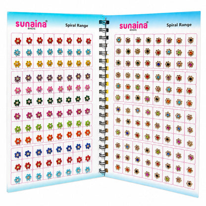 Sunaina Spiral Flower Multicolor Fancy Bindi Book | Stylish Stone Bindis for Girls & Women