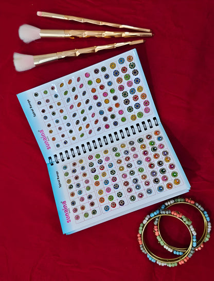 SUNAINA Original Spiral Bindi Book for Women - 948 Designer Assorted Multicolour Bindis | Premium Gold, Silver, Red & Maroon Kumkum Stickers | Pack of 1 Stylish/Professional Bindiya Festive & Daily Wear