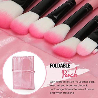 Sunaina Makeup Pink Brush set of 24 with pouch/bag For face makeup