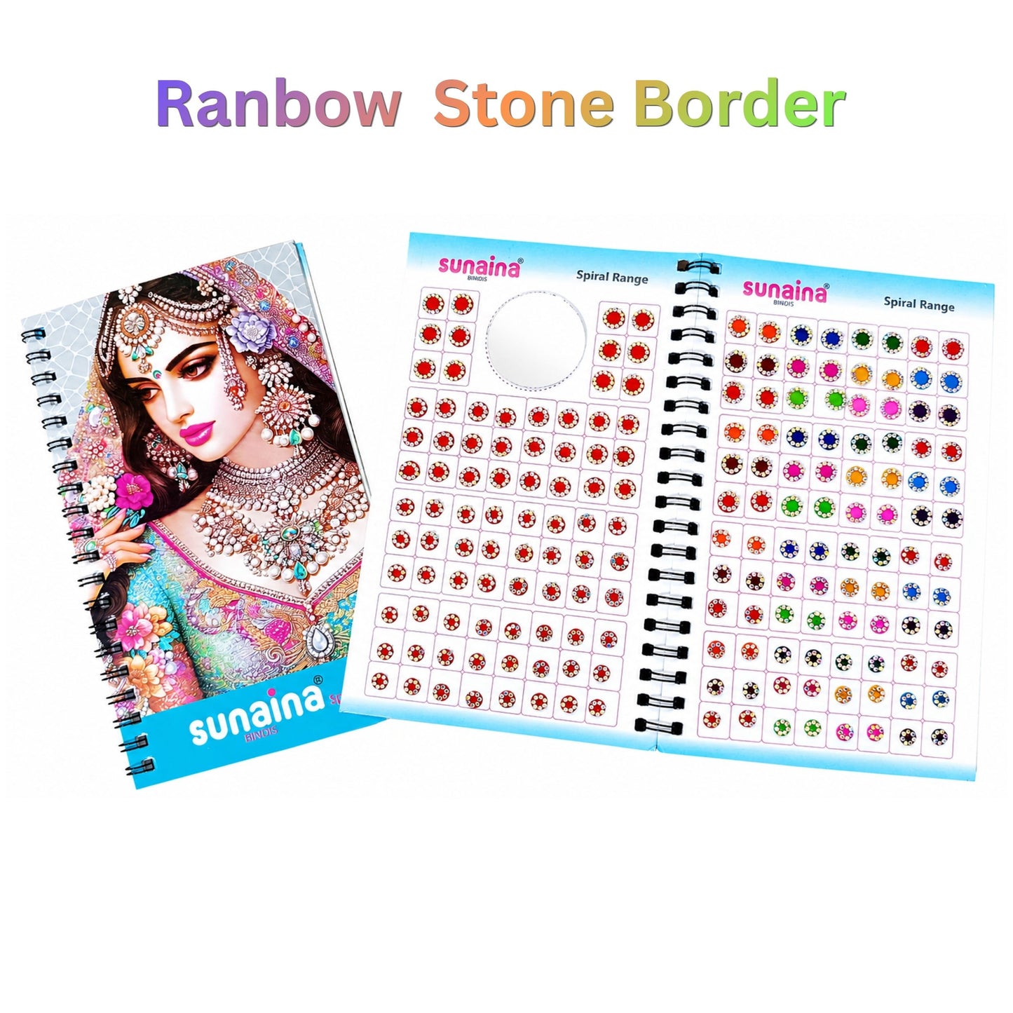 Sunaina Fancy Rainbow Stone Border Multicolour Kumkum Bindi Booklet for Girls & Women