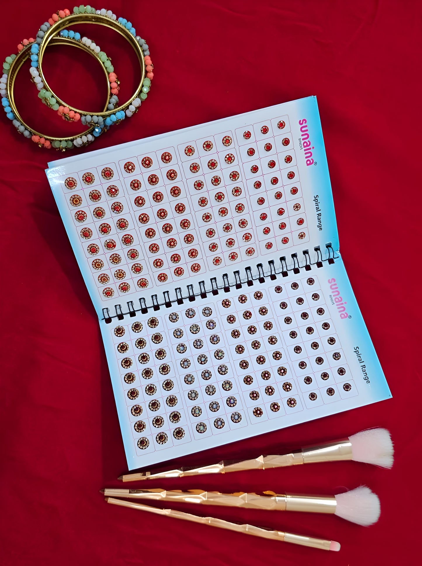SUNAINA Original Spiral Bindi Book for Women - 948 Designer Assorted Multicolour Bindis | Premium Gold, Silver, Red & Maroon Kumkum Stickers | Pack of 1 Stylish/Professional Bindiya Festive & Daily Wear
