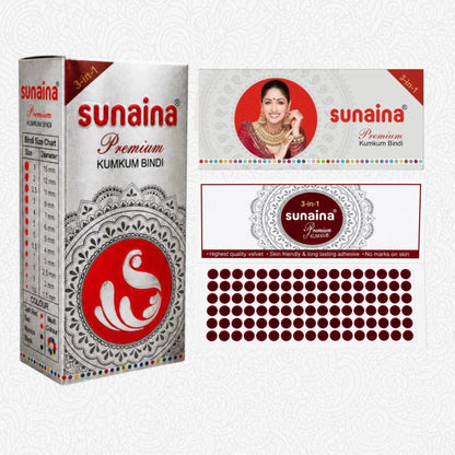 Sunaina New Premium Kumkum Maroon Bindi Box with 5mm 15 Cards/Flaps | Silver Sticker Bindi Box (Size-6)