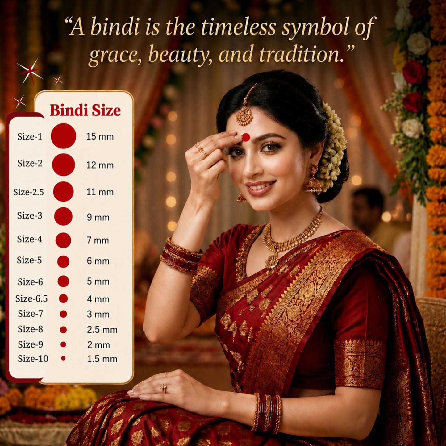Sunaina New Premium Kumkum Bindi for Women | 12mm Velvet Red Round Forehead Bindi Silver Sticker Pack of 1 Bindi Box for Daily Wear & Festival Use Pack of 15 Cards/Flaps (Size-2)