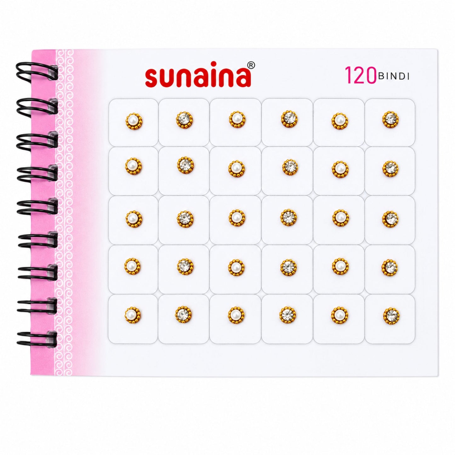 Sunaina Original Silver Golden Multicolor Pearl Kundan Stone Bindi Book | Small Round Bridal & Daily Wear Bindis for Women, Girls & Kids