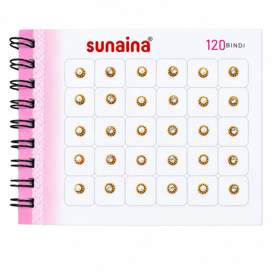 Sunaina Original Silver Golden Multicolor Pearl Kundan Stone Bindi Book | Small Round Bridal & Daily Wear Bindis for Women, Girls & Kids
