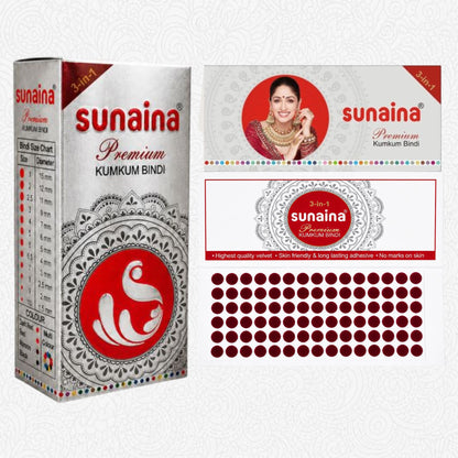 Sunaina New Premium Kumkum Maroon Bindi Box with 6mm 15 Cards/Flaps Silver Sticker Bindi Box