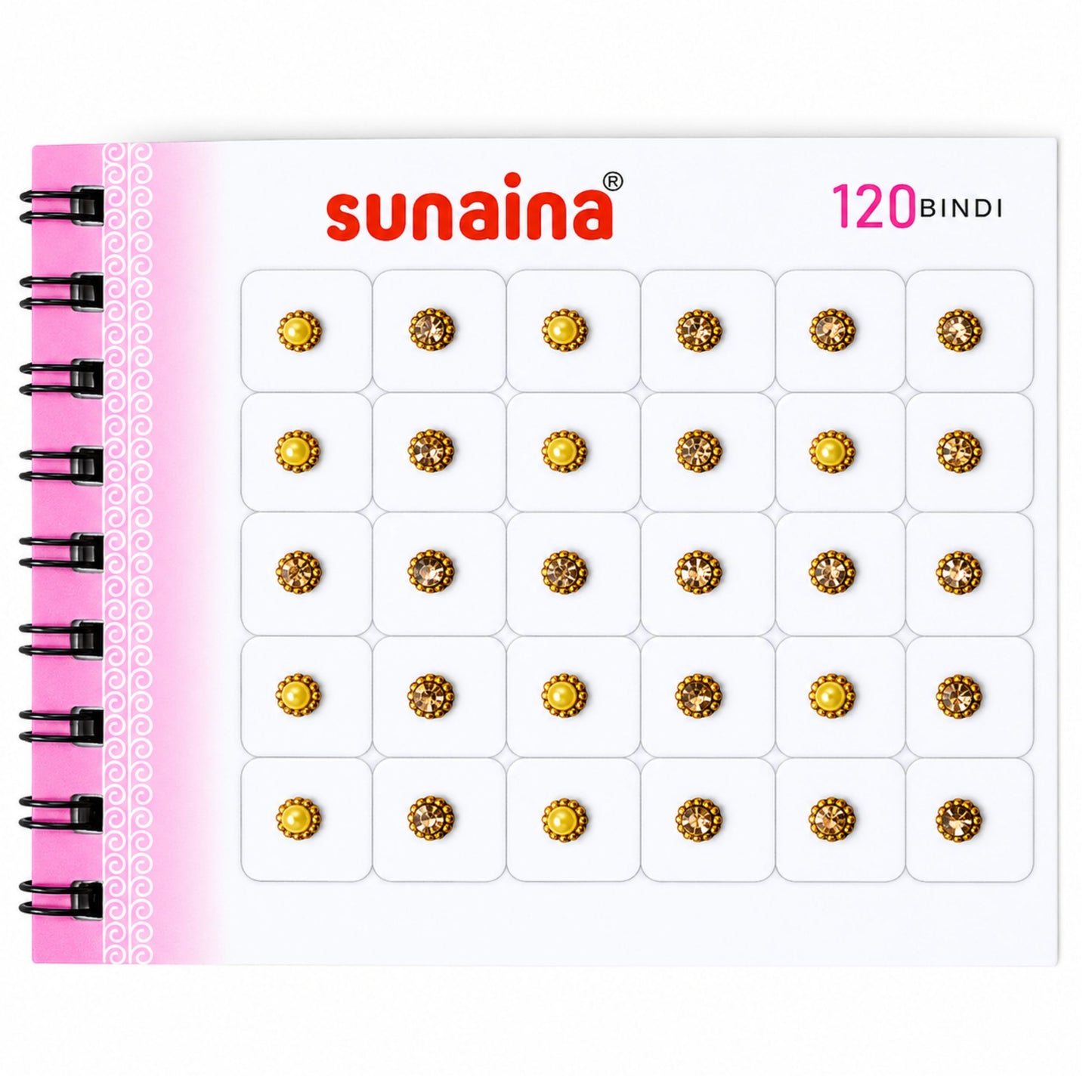 Sunaina Original Silver Golden Multicolor Pearl Kundan Stone Bindi Book | Small Round Bridal & Daily Wear Bindis for Women, Girls & Kids