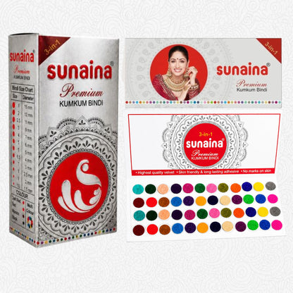 Sunaina New Premium Silver Sticker Kumkum Bindi for Women & Girls | 9mm Bindi 15 Cards in a Box (Size-3)
