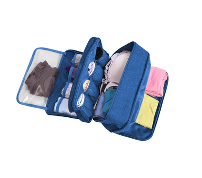 Sunaina Sky Blue 3 Layer Undergarments Organizer Bag