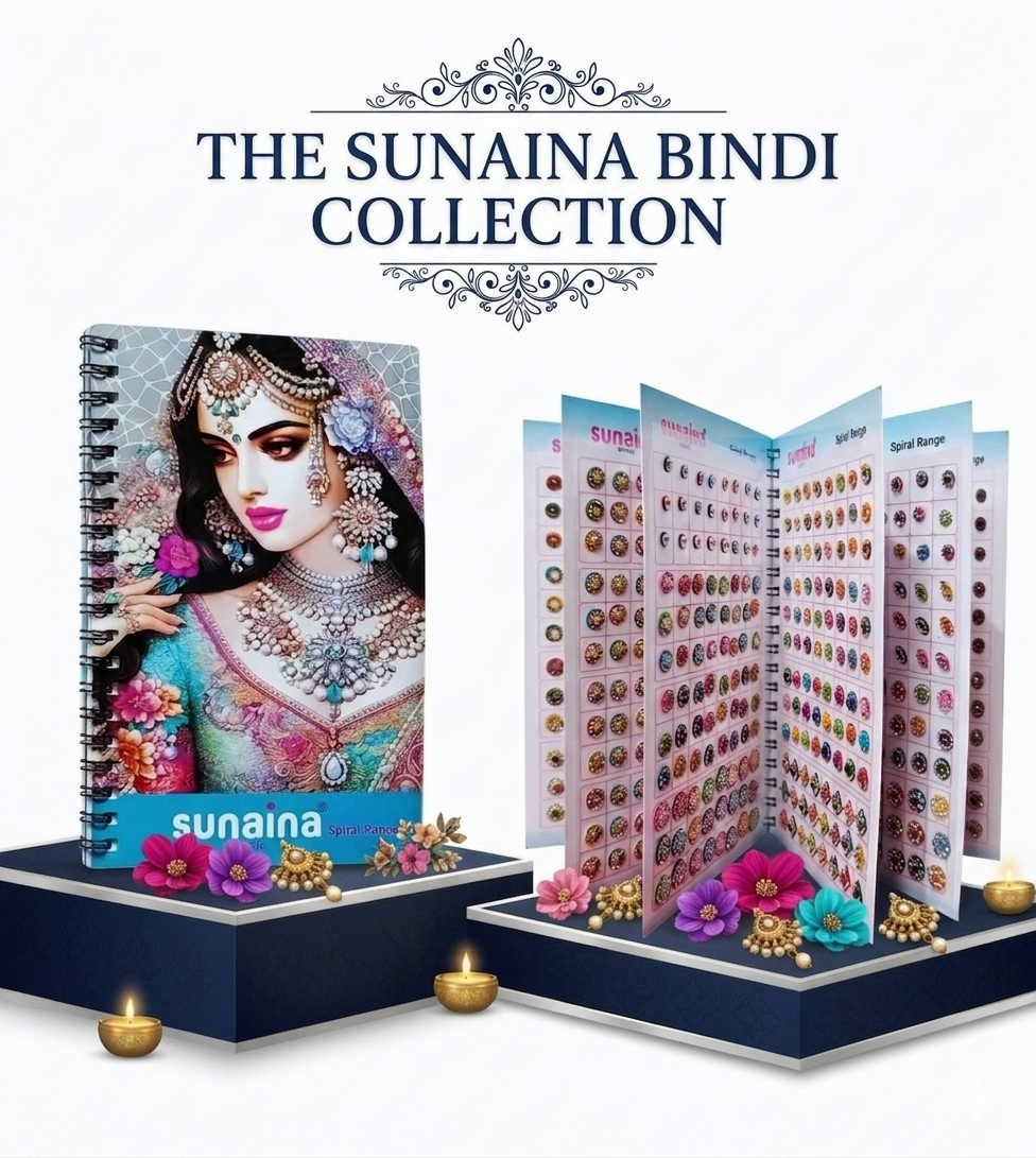 SUNAINA Original Spiral Bindi Book for Women - 948 Designer Assorted Multicolour Bindis | Premium Gold, Silver, Red & Maroon Kumkum Stickers | Pack of 1 Stylish/Professional Bindiya Festive & Daily Wear