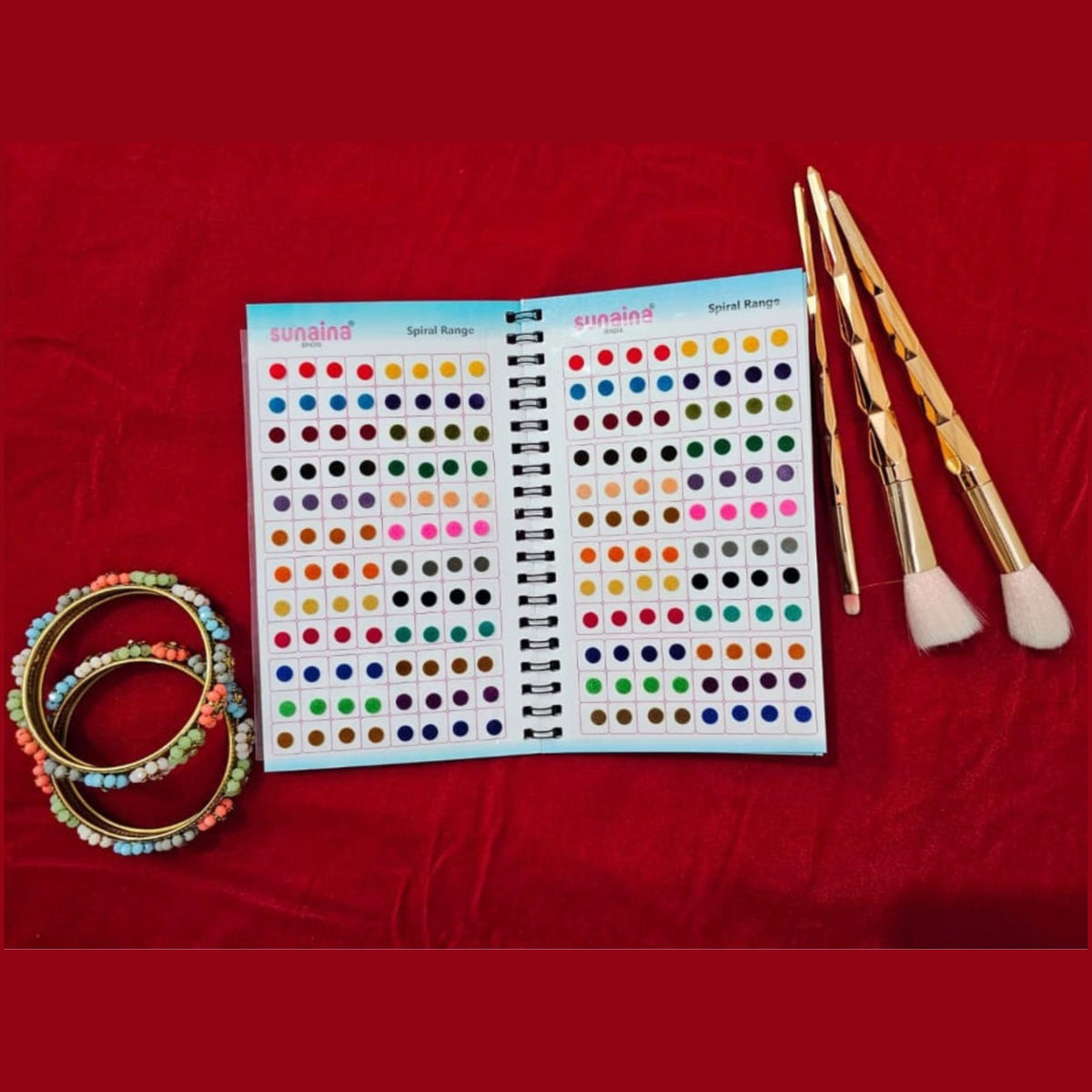 SUNAINA Premium Plain Velvet Multicolor & Multi-Shape (Square, Oval, Tilak, Round) Bindis for Girls or Women