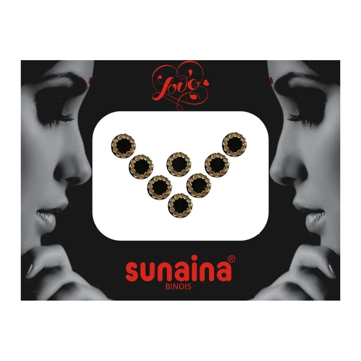 Sunaina New Love Collection Round Medium Black Golden Stone Bindi
