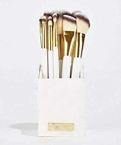 Sunaina Makeup White Brush set of 12 with Stand/Holder for face makeup