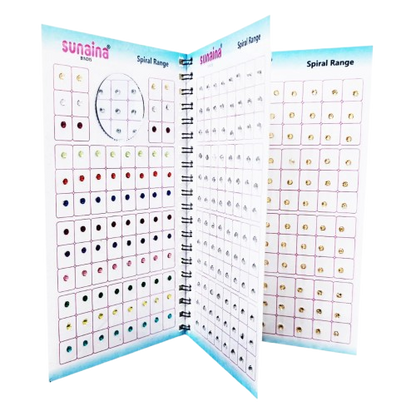 Sunaina 3 Pages Spiral Multicolor Silver and Golden Crystal Kundan Fancy Bindi Book