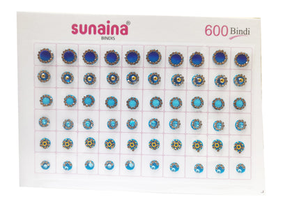 Spiral Mix Design double shade stone border golden ball Mix Size bindi (600 bindi)