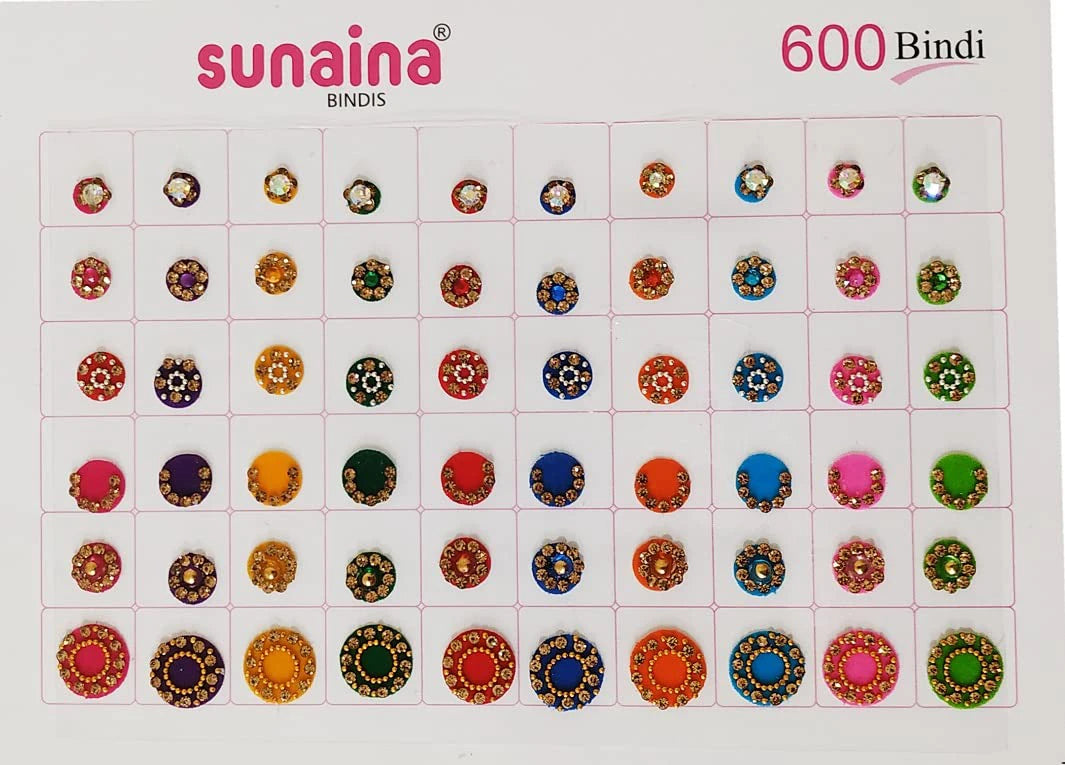 Spiral Multicolour Mix Design And Mix Size long Bindi( 600 Bindi)